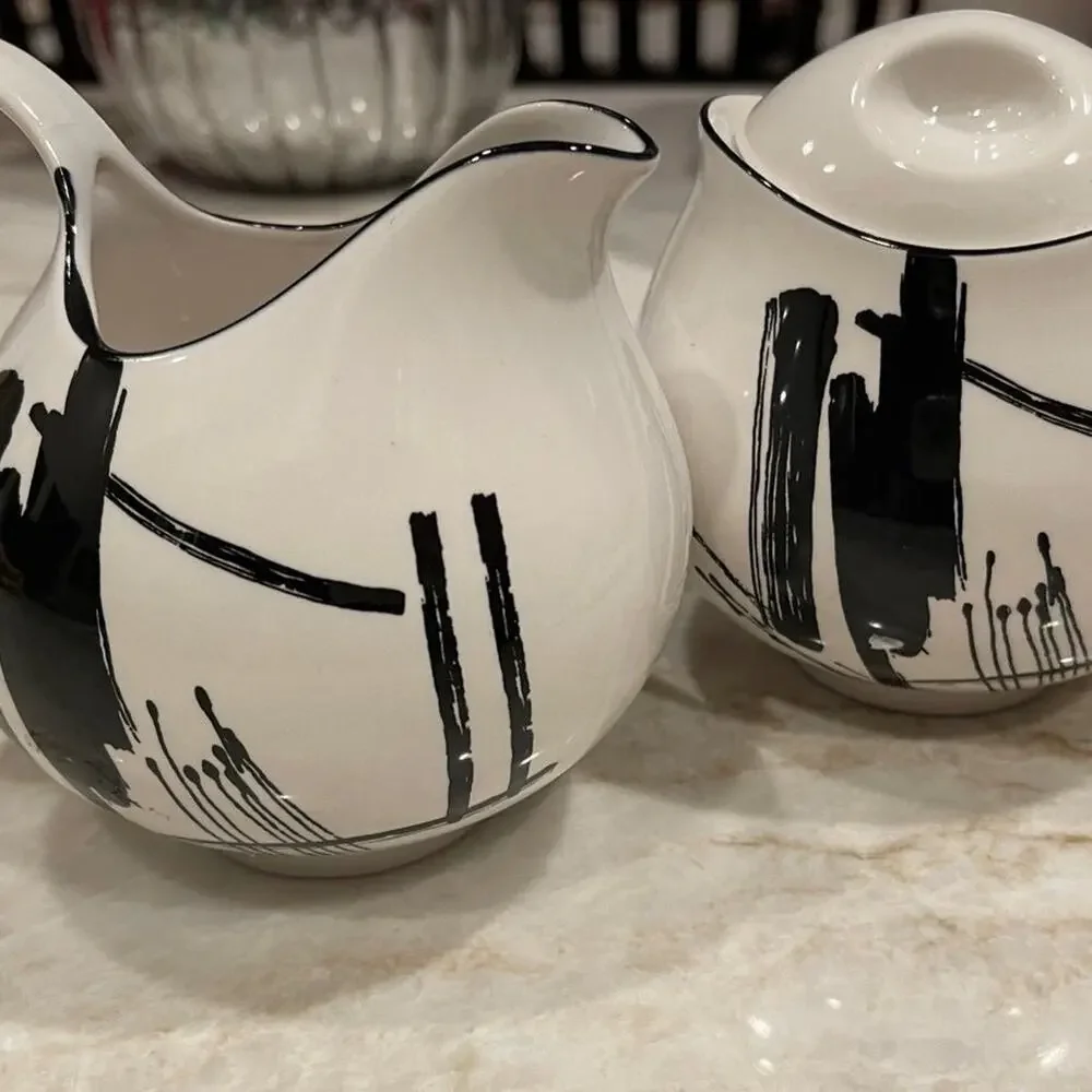 Sango Calligraphy Larry Lasso 80’s cream and sugar set EUC